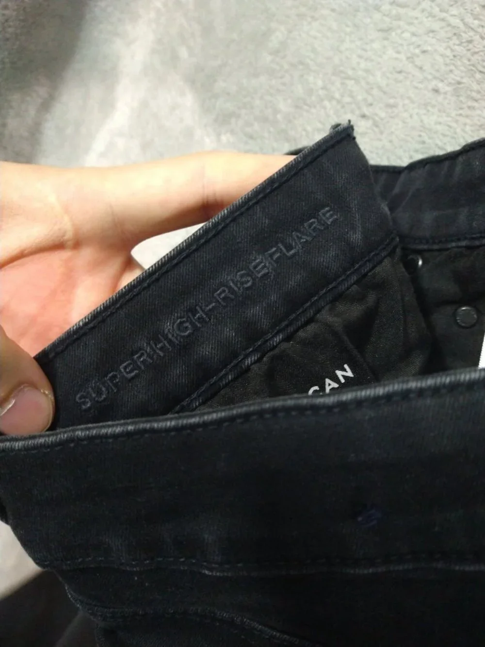 American Eagle Jeans Womens 12 Long Black Stretch Super High Rise Flare